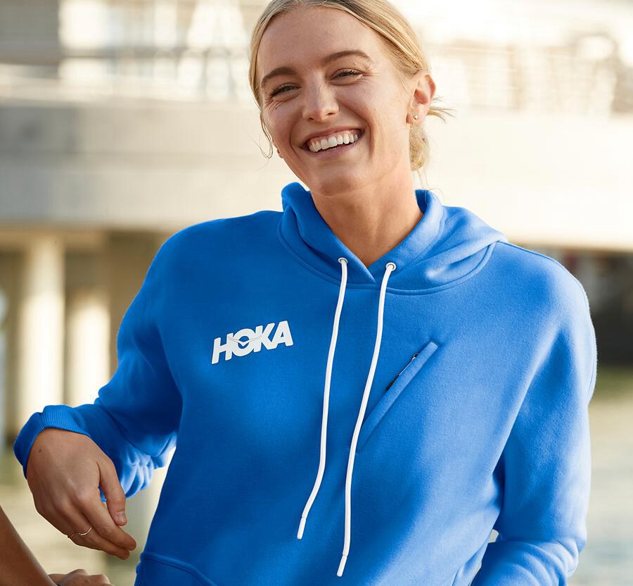 Hoka Australia One One Performance - Womens Hoodie Blue - KBGPC-7168